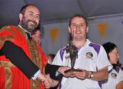 13 September 2010; Wexford manager JJ Doyle receives an award, for his services to the team in 2010, from the Mayor of Wexford Joe Ryan at their homecoming as Gala All-Ireland Senior Camogie Champions, Wexford Quay, Wexford. Picture credit: Barry Cregg / SPORTSFILE