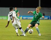 13 September 2010; Denise O'Sullivan, Republic of Ireland, is tackled by Rebecca Asante, Ghana. FIFA U-17 Women’s World Cup Group Stage, Republic of Ireland v Ghana, Dwight Yorke Stadium, Scarborough, Tobago, Trinidad & Tobago. Picture credit: Stephen McCarthy / SPORTSFILE