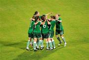 13 September 2010; Republic of Ireland players celebrate after Stacie Donnelly scored her side's second goal. FIFA U-17 Women’s World Cup Group Stage, Republic of Ireland v Ghana, Dwight Yorke Stadium, Scarborough, Tobago, Trinidad & Tobago. Picture credit: Stephen McCarthy / SPORTSFILE