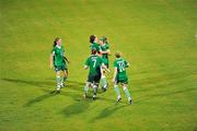 13 September 2010; Republic of Ireland players celebrate after Stacie Donnelly scored her side's second goal. FIFA U-17 Women’s World Cup Group Stage, Republic of Ireland v Ghana, Dwight Yorke Stadium, Scarborough, Tobago, Trinidad & Tobago. Picture credit: Stephen McCarthy / SPORTSFILE