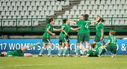 13 September 2010; Megan Campbell, Republic of Ireland, celebrates with team-mates after scoring her side's first goal. FIFA U-17 Women’s World Cup Group Stage, Republic of Ireland v Ghana, Dwight Yorke Stadium, Scarborough, Tobago, Trinidad & Tobago. Picture credit: Stephen McCarthy / SPORTSFILE