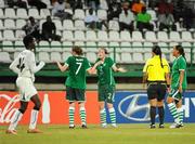 13 September 2010; Aileen Gilroy, Republic of Ireland, 7, celebrates, with team-mate Ciara O'Brien, after scoring her side's third goal. FIFA U-17 Women’s World Cup Group Stage, Republic of Ireland v Ghana, Dwight Yorke Stadium, Scarborough, Tobago, Trinidad & Tobago. Picture credit: Stephen McCarthy / SPORTSFILE
