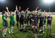13 September 2010; Republic of Ireland players celebrate qualification for the quarter-final after beating Ghana 3 - 0. FIFA U-17 Women’s World Cup Group Stage, Republic of Ireland v Ghana, Dwight Yorke Stadium, Scarborough, Tobago, Trinidad & Tobago. Picture credit: Stephen McCarthy / SPORTSFILE