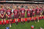 12 September 2010; President of Ireland Mary McAleese and Joan O'Flynn, President of the Camogie Association, meet members of the Galway team before the start of the game. Gala All-Ireland Senior Camogie Championship Final, Galway v Wexford, Croke Park, Dublin. Picture credit: David Maher / SPORTSFILE