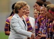 12 September 2010; President of Ireland Mary McAleese greets the Wexford team. Gala All-Ireland Senior Camogie Championship Final, Galway v Wexford, Croke Park, Dublin. Photo by Sportsfile
