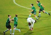 13 September 2010; Stacie Donnelly, Republic of Ireland, 12, celebrates after scoring her side's second goal, with team-mates, from left, Aileen Gilroy, Denise O'Sullivan and Dora Gorman as Ivy Kolli, Ghana, falls dejected. FIFA U-17 Women’s World Cup Group Stage, Republic of Ireland v Ghana, Dwight Yorke Stadium, Scarborough, Tobago, Trinidad & Tobago. Picture credit: Stephen McCarthy / SPORTSFILE