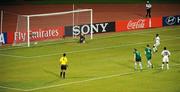 13 September 2010; Republic of Ireland goalkeeper Grace Moloney watches on as the penalty of Mary Essiful, Ghana, goes wide. FIFA U-17 Women’s World Cup Group Stage, Republic of Ireland v Ghana, Dwight Yorke Stadium, Scarborough, Tobago, Trinidad & Tobago. Picture credit: Stephen McCarthy / SPORTSFILE