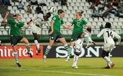 13 September 2010; Republic of Ireland players, from left, Aileen Gilroy, Jennifer Byrne and Denise O'Sullivan contest a corner-kick with Linda Addai, Rebecca Asante and Regina Antwi, Ghana. FIFA U-17 Women’s World Cup Group Stage, Republic of Ireland v Ghana, Dwight Yorke Stadium, Scarborough, Tobago, Trinidad & Tobago. Picture credit: Stephen McCarthy / SPORTSFILE