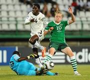 13 September 2010; Denise O'Sullivan, Republic of Ireland, in action against goalkeeper Margaret Otoo and Regina Antwi, Ghana. FIFA U-17 Women’s World Cup Group Stage, Republic of Ireland v Ghana, Dwight Yorke Stadium, Scarborough, Tobago, Trinidad & Tobago. Picture credit: Stephen McCarthy / SPORTSFILE