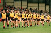 14 August 1994; The Down team, led by captain DJ Kane, and including, Neil Collins, Michael Magill, Brian Burns, Paul Higgins, Eamon Burns, Barry Breen, Gregory McCartan, Conor Deegan, Ross Carr, Greg Blaney, Mickey Linden and James McCartan, walk in the pre-match parade. Bank of Ireland Football Championship Semi-Final, Down v Cork, Croke Park, Dublin. Picture credit: Brendan Moran / SPORTSFILE