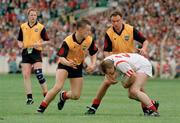 14 August 1994; Teddy McCarthy, Cork, in action against Conor Deegan, Down. Bank of Ireland Football Championship Semi-Final, Down v Cork, Croke Park, Dublin. Picture credit: David Maher / SPORTSFILE