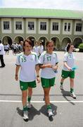 16 September 2010; Republic of Ireland players Ciara Grant, left, and Dora Gorman on a visit to St. Joseph's Convent ahead of her side's FIFA U-17 Women’s World Cup Quarter-Final, against Japan, tomorrow. Republic of Ireland at the FIFA U-17 Women’s World Cup - Thursday 16th September, St. Joseph's Convent, Port of Spain, Trinidad, Trinidad & Tobago. Picture credit: Stephen McCarthy / SPORTSFILE