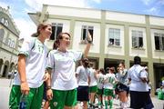 16 September 2010; Republic of Ireland players Dora Gorman, left, and Ciara Grant on a visit to St. Joseph's Convent ahead of their side's FIFA U-17 Women’s World Cup Quarter-Final, against Japan, tomorrow. Republic of Ireland at the FIFA U-17 Women’s World Cup - Thursday 16th September, St. Joseph's Convent, Port of Spain, Trinidad, Trinidad & Tobago. Picture credit: Stephen McCarthy / SPORTSFILE