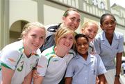 16 September 2010; Republic of Ireland players, from left, Niamh McLaughlin, Emma Hansberry, Amanda Budden and Denise O'Sullivan on a visit to St. Joseph's Convent ahead of their side's FIFA U-17 Women’s World Cup Quarter-Final, against Japan, tomorrow. Republic of Ireland at the FIFA U-17 Women’s World Cup - Thursday 16th September, St. Joseph's Convent, Port of Spain, Trinidad, Trinidad & Tobago. Picture credit: Stephen McCarthy / SPORTSFILE