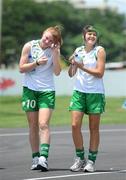 16 September 2010; Republic of Ireland players Aileen Gilroy, left, and Stacie Donnelly during on a walk at Queen's Park Savannah ahead of their side's FIFA U-17 Women’s World Cup Quarter-Final, against Japan, tomorrow. Republic of Ireland at the FIFA U-17 Women’s World Cup - Thursday 16th September, Queen's Park Savannah, Port of Spain, Trinidad, Trinidad & Tobago. Picture credit: Stephen McCarthy / SPORTSFILE