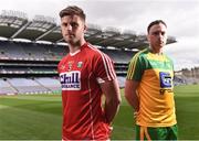 25 July 2016; Eoin Cadogan, Cork, and Martin McElhinney, Donegal, during a GAA Football All-Ireland Senior Championship Round 4B media event in Croke Park, Dublin. Photo by David Maher/Sportsfile