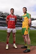 25 July 2016; Eoin Cadogan, Cork, and Martin McElhinney, Donegal, during a GAA Football All-Ireland Senior Championship Round 4B media event in Croke Park, Dublin. Photo by David Maher/Sportsfile