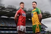 25 July 2016; Eoin Cadogan, Cork, and Martin McElhinney, Donegal, during a GAA Football All-Ireland Senior Championship Round 4B media event in Croke Park, Dublin. Photo by David Maher/Sportsfile