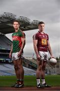 25 July 2016; Tom Parsons, Mayo, and Ger Egan, Westmeath, during a GAA Football All-Ireland Senior Championship Round 4B media event in Croke Park, Dublin. Photo by David Maher/Sportsfile