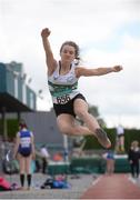 23 July 2016; Ava Fennessy of Clonmel AC of Tipperary competing in the Girls U15 Long Jump event during Day 2 of the GloHealth National Juvenile Track & Field Championships at Tullamore Harriers Stadium in Tullamore, Co Offaly. Photo by Piaras Ó Mídheach/Sportsfile