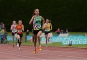 23 July 2016; Davicia Patterson of Beechmount Harriers AC of Belfast, Antrim, on her way to winning the Girls U17 400m final event during Day 2 of the GloHealth National Juvenile Track & Field Championships at Tullamore Harriers Stadium in Tullamore, Co Offaly. Photo by Piaras Ó Mídheach/Sportsfile