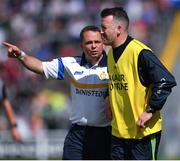 24 July 2016; Clare manager Davy Fitzgerald and Donal Óg Cusack, right, during the GAA Hurling All-Ireland Senior Championship quarter final match between Clare and Galway at Semple Stadium in Thurles, Co Tipperary. Photo by Stephen McCarthy/Sportsfile