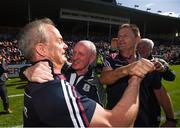 24 July 2016; Galway manager Míchéal Donoghue, left, is congratulated at the final whistle during the GAA Hurling All-Ireland Senior Championship quarter final match between Clare and Galway at Semple Stadium in Thurles, Co Tipperary. Photo by Stephen McCarthy/Sportsfile