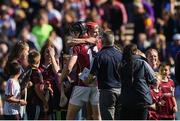 24 July 2016; Joseph Cooney, left, and Fergal Moore of Galway celebrate after the GAA Hurling All-Ireland Senior Championship quarter final match between Clare and Galway at Semple Stadium in Thurles, Co Tipperary. Photo by Daire Brennan/Sportsfile