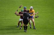 24 July 2016; Referee Brian Gavin throws the ball in to start the second half between David Burke, left, and Davy Glennon of Galway and Conor Cleary, left, and David Reidy of Clare during the GAA Hurling All-Ireland Senior Championship quarter final match between Clare and Galway at Semple Stadium in Thurles, Co Tipperary. Photo by Daire Brennan/Sportsfile