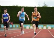 24 July 2016; Conor Morey of Leevale AC, Co Cork, 582, on the way to winning the U16 Men's 200m event, ahead of Darragh Miniter of St Marys AC, Co Clare, 583, who finished second, during Day 3 of the GloHealth National Juvenile Track & Field Championships at Tullamore Harriers Stadium in Tullamore, Co. Offaly. Photo by Sam Barnes/Sportsfile