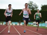 24 July 2016; Christopher O'Donnell of North Sligo AC, Co Sligo, 791, on their way to winning the U19 Men's 200m event, ahead of Paul McDermott of Donore Harriers AC, Co Dublin, 181, who finished second, during Day 3 of the GloHealth National Juvenile Track & Field Championships at Tullamore Harriers Stadium in Tullamore, Co. Offaly. Photo by Sam Barnes/Sportsfile