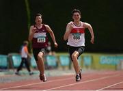 24 July 2016; Jack Dempsey of Galway City Harriers, Co Galway, 698, on their way to winning the U18 Men's 200m event during Day 3 of the GloHealth National Juvenile Track & Field Championships at Tullamore Harriers Stadium in Tullamore, Co. Offaly. Photo by Sam Barnes/Sportsfile