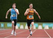 24 July 2016; Conor Morey of Leevale AC, Co Cork, 582, on their way to winning the U16 Men's 200m event, ahead of Darragh Miniter of St Marys AC, Co Clare, 583, who finished second, during Day 3 of the GloHealth National Juvenile Track & Field Championships at Tullamore Harriers Stadium in Tullamore, Co. Offaly. Photo by Sam Barnes/Sportsfile