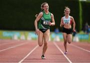 24 July 2016; Lauren Roy of Ballymena and Antrim A.C., Co Antrim, on their way to winning the U17 Women's 200m event during Day 3 of the GloHealth National Juvenile Track & Field Championships at Tullamore Harriers Stadium in Tullamore, Co. Offaly. Photo by Sam Barnes/Sportsfile