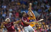 24 July 2016; Aidan Harte of Galway in action against Aaron Shanagher of Clare during the GAA Hurling All-Ireland Senior Championship quarter final match between Clare and Galway at Semple Stadium in Thurles, Co Tipperary. Photo by Daire Brennan/Sportsfile