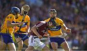 24 July 2016; Aidan Harte of Galway in action against Clare players, left to right, Shane O'Donnell, Aaron Shanagher, and Jack Brown, during the GAA Hurling All-Ireland Senior Championship quarter final match between Clare and Galway at Semple Stadium in Thurles, Co Tipperary. Photo by Daire Brennan/Sportsfile