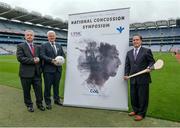 25 July 2016; Pictured in attendance at the announcement of Concussion Symposium in conjunction with Bon Secours and UPMC to be held in Croke Park on Saturday the 8th October are, from left, Mr Bill Maher, CEO Bon Secours Health System, Uachtarán Chumann Lúthchleas Gael Aogán Ó Fearghail and Mr Charles Bogosta, President UPMC International. Croke Park, Dublin. Photo by Piaras Ó Mídheach/Sportsfile