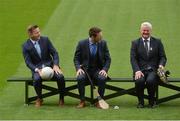 25 July 2016; Pictured at the annoucement of the GAA and GPA framework agreement 2017-2019 are, from left, GPA CEO Dessie Farrell, GPA Chairman Séamus Hickey and Uachtarán Chumann Lúthchleas Gael Aogán Ó Fearghail. Croke Park, Dublin. Photo by Piaras Ó Mídheach/Sportsfile