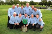 17 September 2010; Winners of the Bulmers Pierce Purcell Cup, the Curragh Golf Club, Co. Kildare, team of back row, left to right, Paul Hensey, Paul Hogan, Pat O’Sullivan, Brian Daly, Eddie Trent, Brendan Daly, front row, left to right, Derek Kelly, Derek Farrell, Chris Lowry, Team Captain, Jimmy Murphy, Tommy Tobin. Bulmers Cups and Shields Finals 2010, Castlebar Golf Club, Co. Mayo. Picture credit: Ray McManus / SPORTSFILE