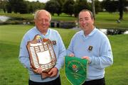17 September 2010; Gerry 'Spider' Maher, left, Chris Lowry, Curragh Golf Club, Co. Kildare, after winning the Bulmers Pierce Purcell Shield Final. Bulmers Cups and Shields Finals 2010, Castlebar Golf Club, Co. Mayo. Picture credit: Ray McManus / SPORTSFILE