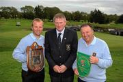 17 September 2010; Seamus Rothwell, Captain of Curragh Golf Club, Co. Kildare, with Brian Daly, left, and his dad Brendan who were both on the winning Bulmers Pierce Purcell Shield team. Bulmers Cups and Shields Finals 2010, Castlebar Golf Club, Co. Mayo. Picture credit: Ray McManus / SPORTSFILE