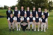 15 September 2010; The Bandon Golf Club, Co. Cork, team of back row, left to right, Declan Fuller, Commercial Manager Bulmers, Dwane Toomey, Kieran Hurly, Conor Mehigan, Dave McCarthy. Font row, left to right, Donal O’Donovan, John Carroll, Denis O’Brien, Team Captain, Barry Nash, Vice President, who were defeated by Dunmurry Golf Club, Co. Antrim, in the Bulmers Barton Shield Semi-Final. Bulmers Cups and Shields Finals 2010, Castlebar Golf Club, Co. Mayo. Picture credit: Ray McManus / SPORTSFILE