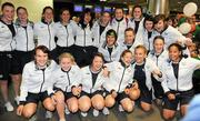 19 September 2010; The Republic of Ireland U17 team on their arrival at Dublin Airport after their defeat to Japan in the Quarter-Finals of the FIFA U17 Women’s World Cup in Trinidad & Tobago. Dublin Airport, Dublin. Photo by Sportsfile