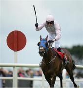 25 July 2016; Barry Browne celebrates winning the Connacht Hotel (Q.R.) Handicap on Swamp Fox at the Galway Races in Ballybrit, Co Galway. Photo by Cody Glenn/Sportsfile