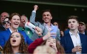 25 July 2016; Shane Mooney from Bayside, Co Dublin, celebrates a winner in the bumper at the Galway Races in Ballybrit, Co Galway. Photo by Cody Glenn/Sportsfile