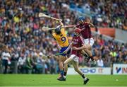 24 July 2016; Cathal Mannion, left, and Johnny Coen of Galway in action against David Reidy of Clare during the GAA Hurling All-Ireland Senior Championship quarter final match between Clare and Galway at Semple Stadium in Thurles, Co Tipperary. Photo by Daire Brennan/Sportsfile