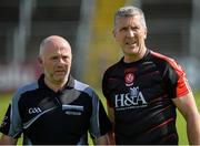 23 July 2016; Referee Marty Duffy and Derry manager Damian Barton during their GAA Football All-Ireland Senior Championship, Round 4A, game at Kingspan Breffni Park in Co Cavan. Photo by Oliver McVeigh/Sportsfile