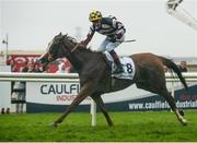 26 July 2016; Declan McDonogh celebrates on Creggs Pipes on their way to winning the Colm Quinn BMW Mile Handicap at the Galway Races in Ballybrit, Co Galway. Photo by Cody Glenn/Sportsfile