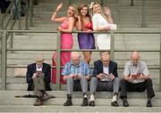 27 July 2016; Friends Geraldine Gormally, Megan Slattery and Eibhlis Tierney, from Terryglass, Co Galway, ahead of the Galway Races in Ballybrit, Co Galway. Photo by Cody Glenn/Sportsfile