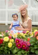 27 July 2016; Clodagh Mahon and her daughter Caitlin, age 1, from Shannonbridge, Co Offaly, ahead of the Galway Races in Ballybrit, Co Galway. Photo by Cody Glenn/Sportsfile